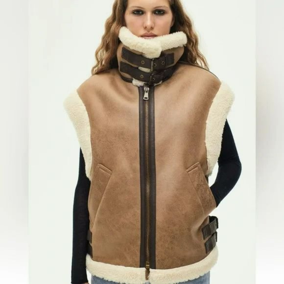 ZARA COMBINATION DOUBLE FACE FLEECE VEST - Picture 8 of 16